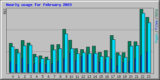 Hourly usage for February 2023